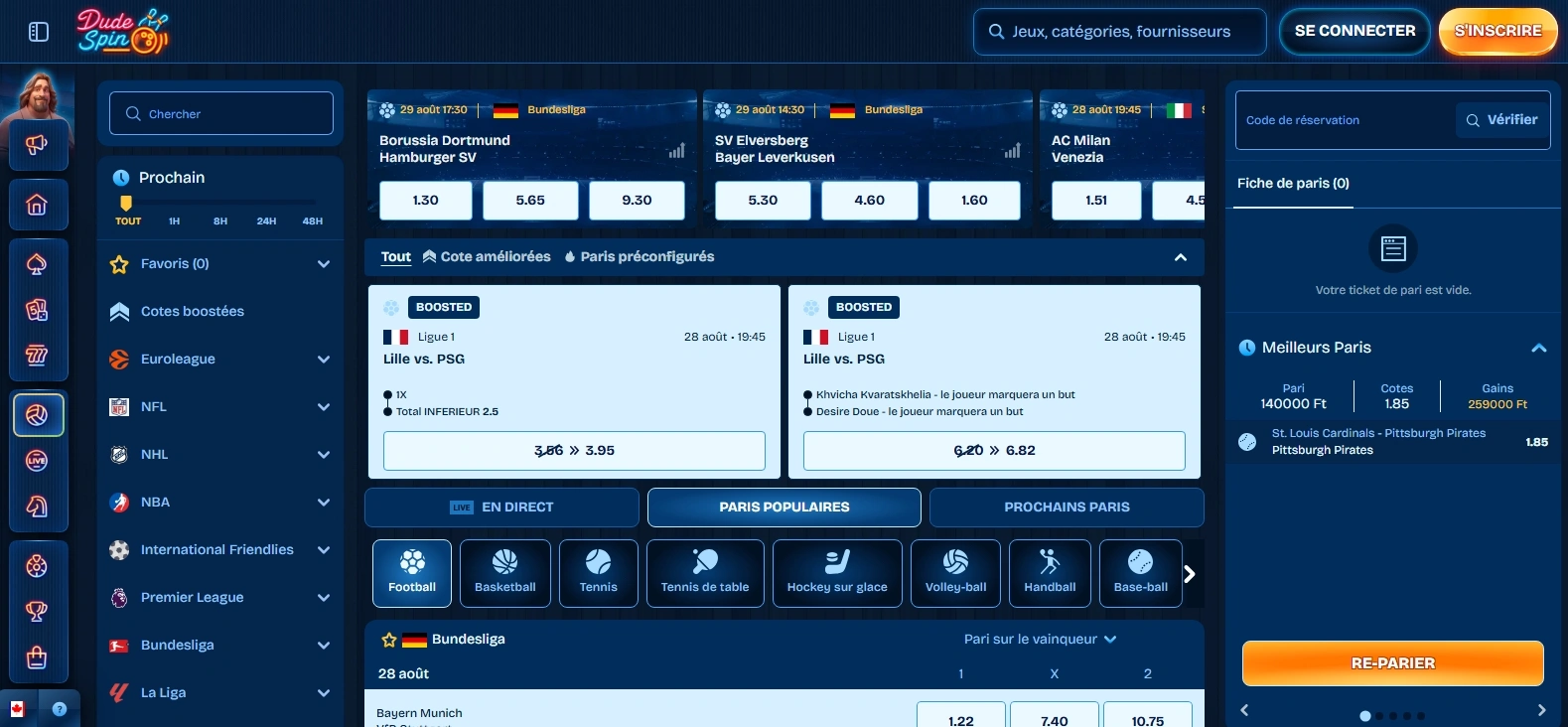 parier et gagnez grauitement sur paris sportif Dudespin